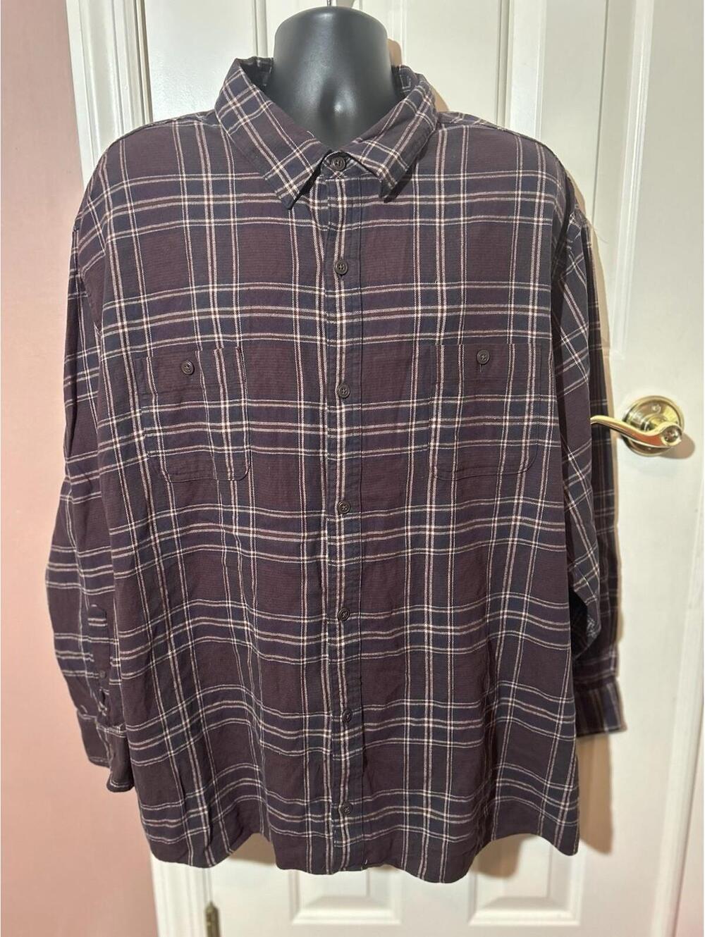 Alesbury Brushed Flannel Shirt Mens 3XL Burgundy Plaid New
